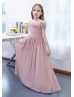 Cold Shoulder Dusky Pink Chiffon Flower Girl Dress